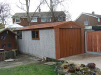 9' wide golden oak woodthorpe with metro tile roof and openi 